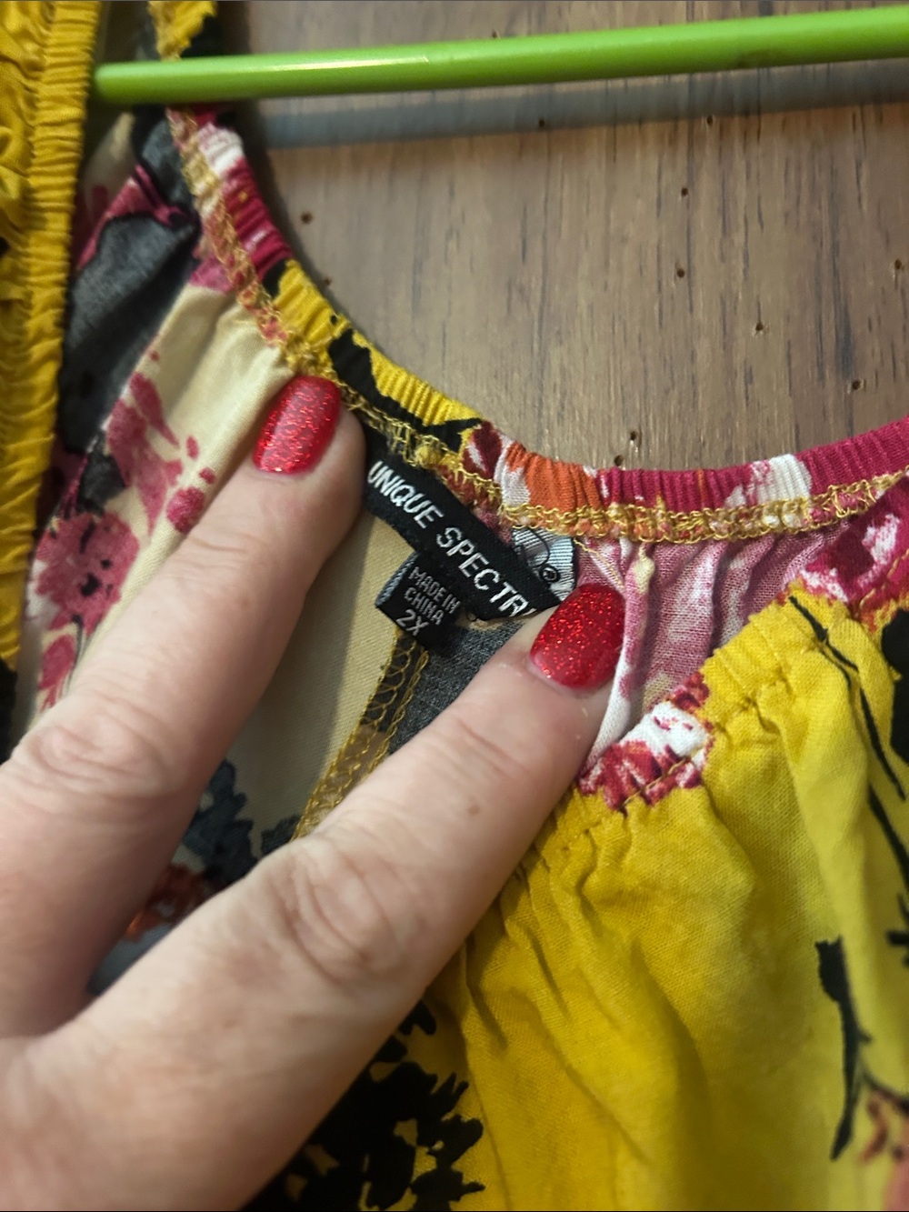 Unique Spectrum Yellow Floral Ruffle Tunic - Picture 2 of 3